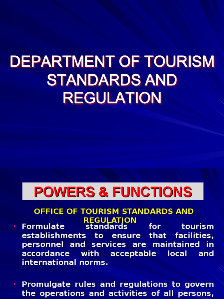 DOT Standards and Regulation PDF Regulation Tourism