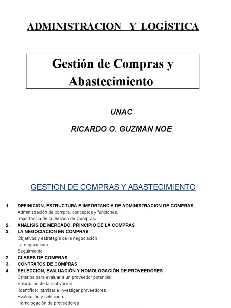 Gestión Efectiva de Compras y Abastecimiento | PDF | Logística ...