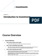 Lecture 1 - Introduction To Investments