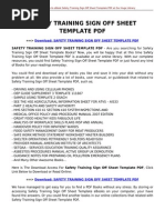 Download Safety Training Sign Off Sheet Template by argokusuma SN280838999 doc pdf