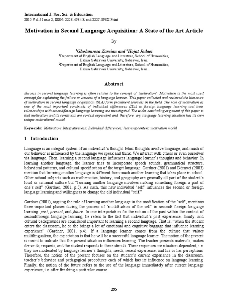 Motivation in Second Language Learning | PDF | Second Language ...