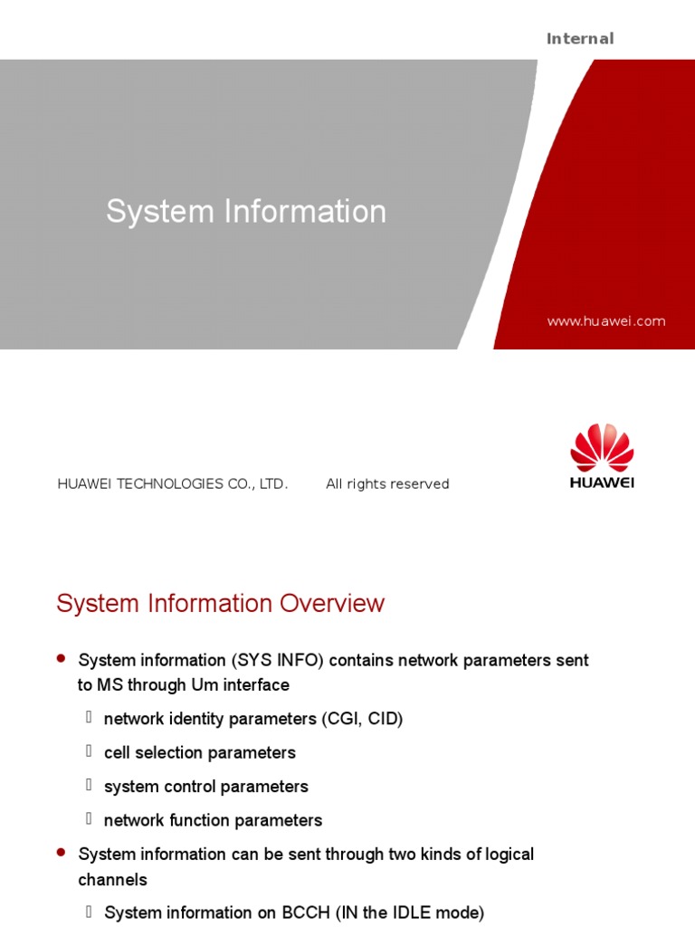 Huawei System Information Overview | PDF | Telecommunications ...