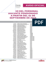 Lista de Docentes Pensionados ME Septiembre 2015 - Notilogia