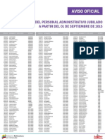 Lista de Personal Administrativo Jubilados ME Septiembre 2015 - Notilogia