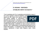 Giulia Rodano: La Sentenza Del Tar Tenta Di Ristabilire Verità Ed Equità