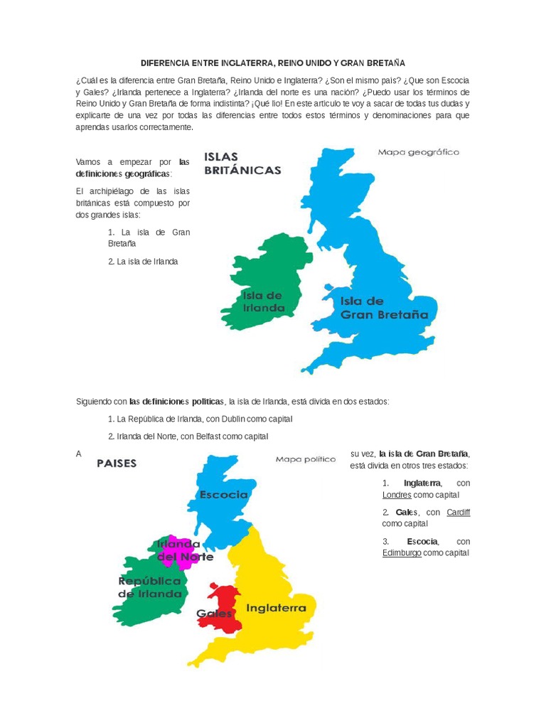 Diferencia Entre Inglaterra Reino Unido y Gran Bretaña | PDF | Reino