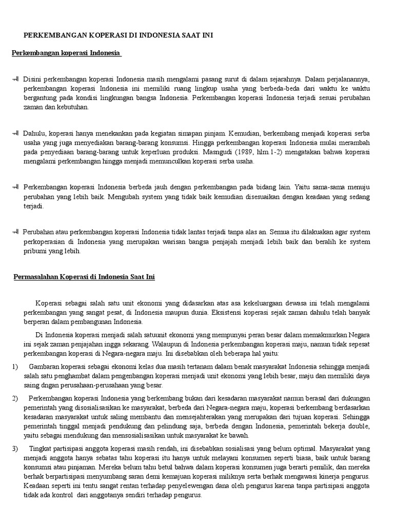 Perkembangan Koperasi Di Indonesia Saat Ini