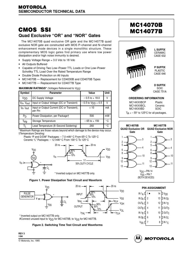 Motorola CMOS Quad Logic Gates | PDF | Electrical Components