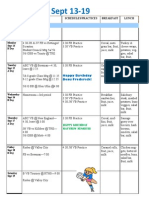 Sept 13-19: Date Activities Schedules/Practices Breakfast Lunch