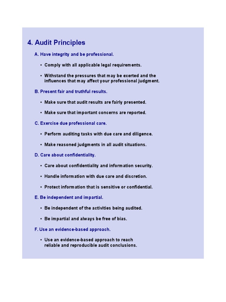 Audit Principles: A. Have Integrity and Be Professional | PDF