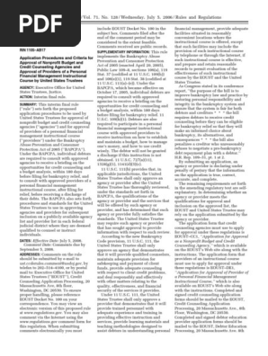Rule: Bankruptcy Abuse and Consumer Protection Act: Nonprofit budget and credit counseling agencies and personal financial management instructional course providers; United States Trustees approval