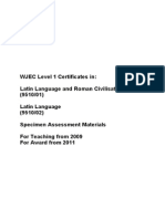 WJEC Level 1 Certificates In: Latin Language and Roman Civilisation (9510/01) Latin Language (9510/02) Specimen Assessment Materials For Teaching From 2009 For Award From 2011