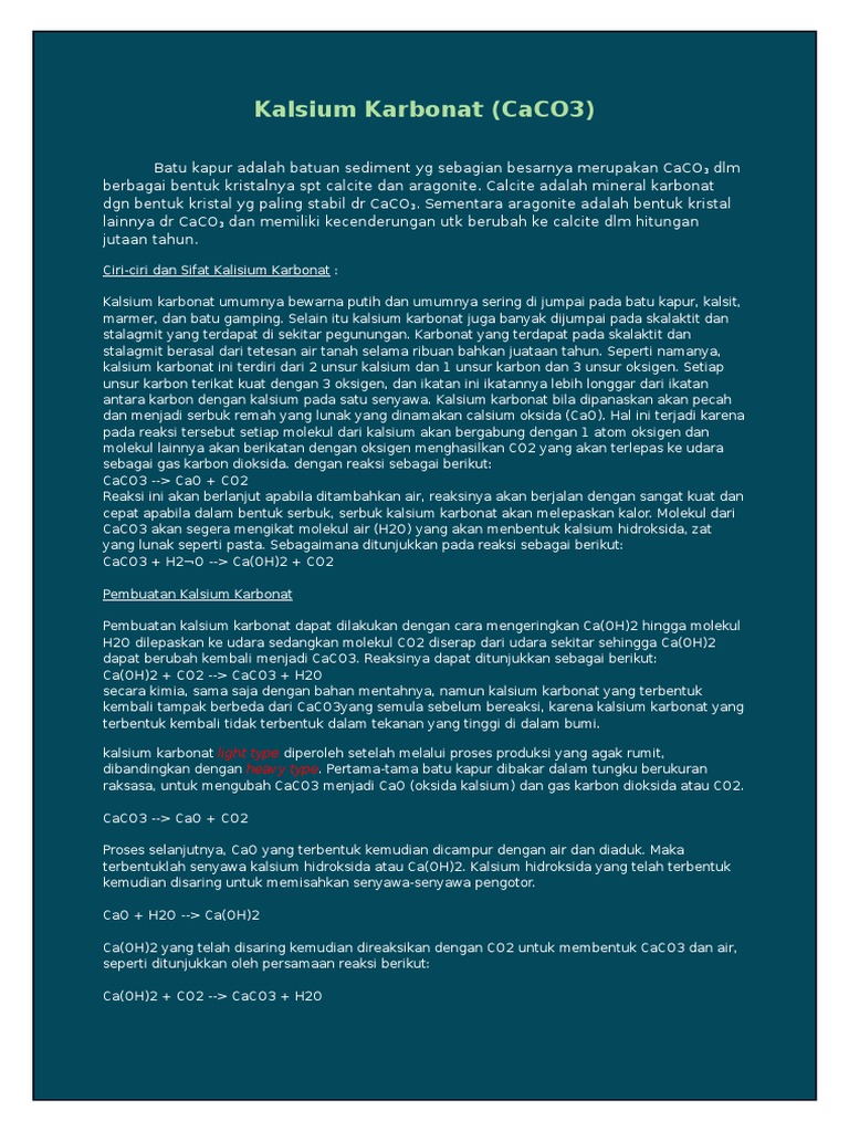 Soal Padatan Kalsium Karbonat Caco 3 Direaksikan Dengan Larutan Asam Klorida Hcl Menghasi