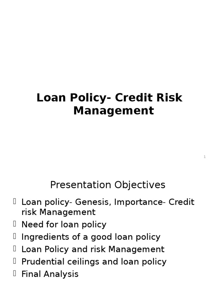 Loan Policy - Credit Risk Management-2 | PDF | Credit (Finance) | Banks