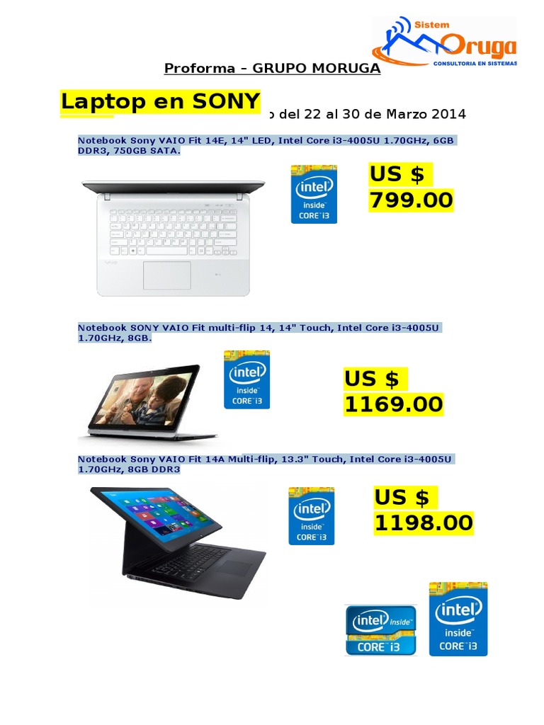 Sony and Toshiba Laptops Proforma Prices | PDF | Games & Activities ...