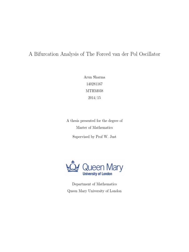 Bifurcation Analysis of Van der Pol Oscillator | PDF | Dynamical System ...