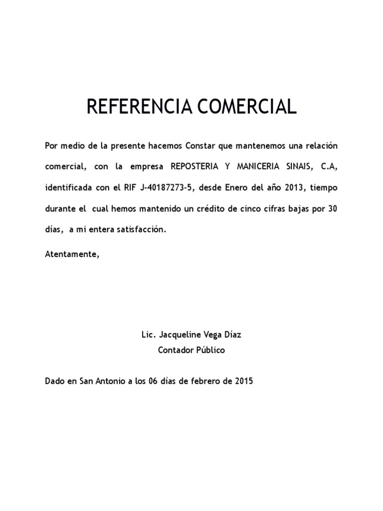 Referencia Comercial