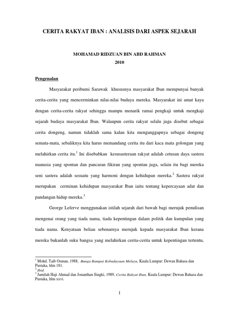 Cerita Rakyat Iban Analisis Dari Aspek Sejarah