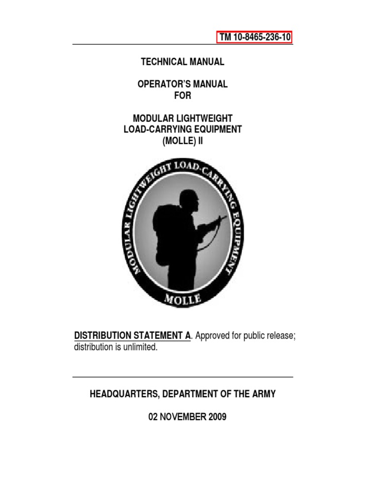 Operator's Manual for MOLLE II Modular Load-Bearing Equipment