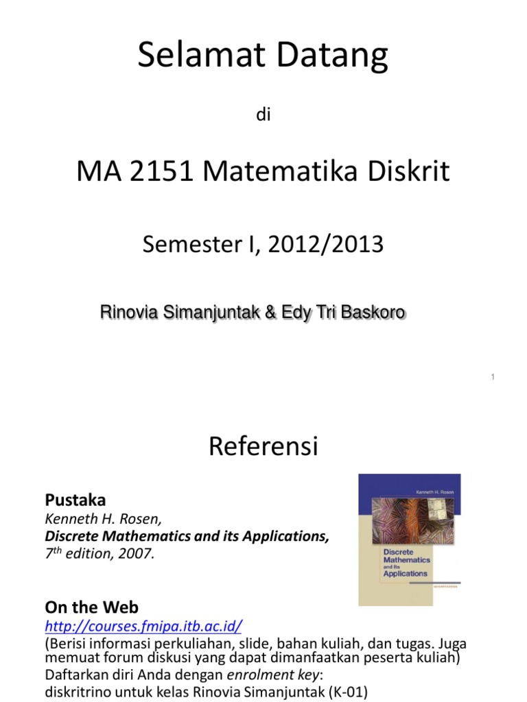 Materi Matematika Diskrit ITB 2012/2013 | PDF | Metode & Bahan Ajar