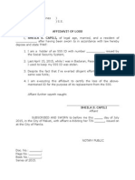 Affidavit of Loss sample