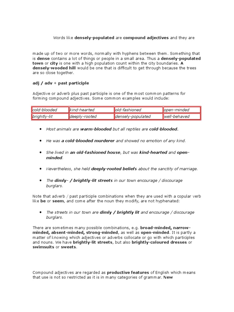 Adv Past Participle Adjective Adverb