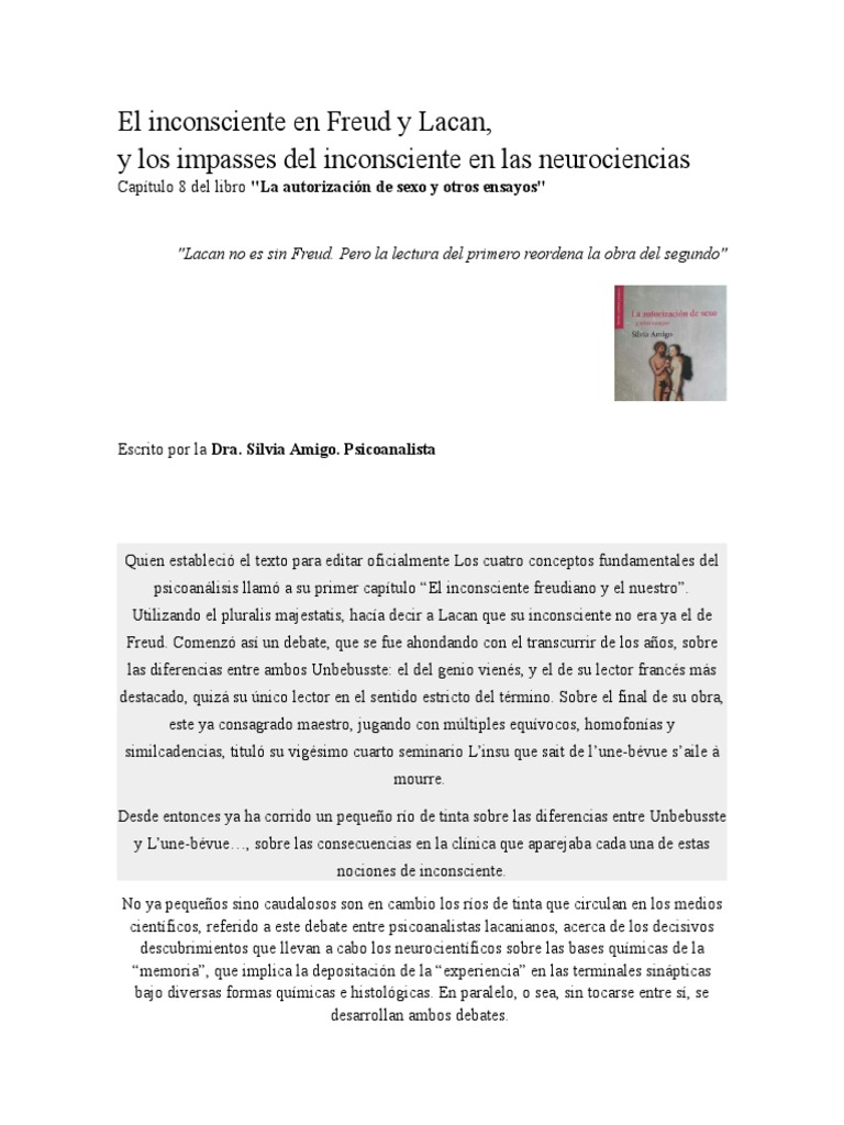 El Inconsciente en Freud y Lacan | PDF | Psicoanálisis | Mente inconsciente