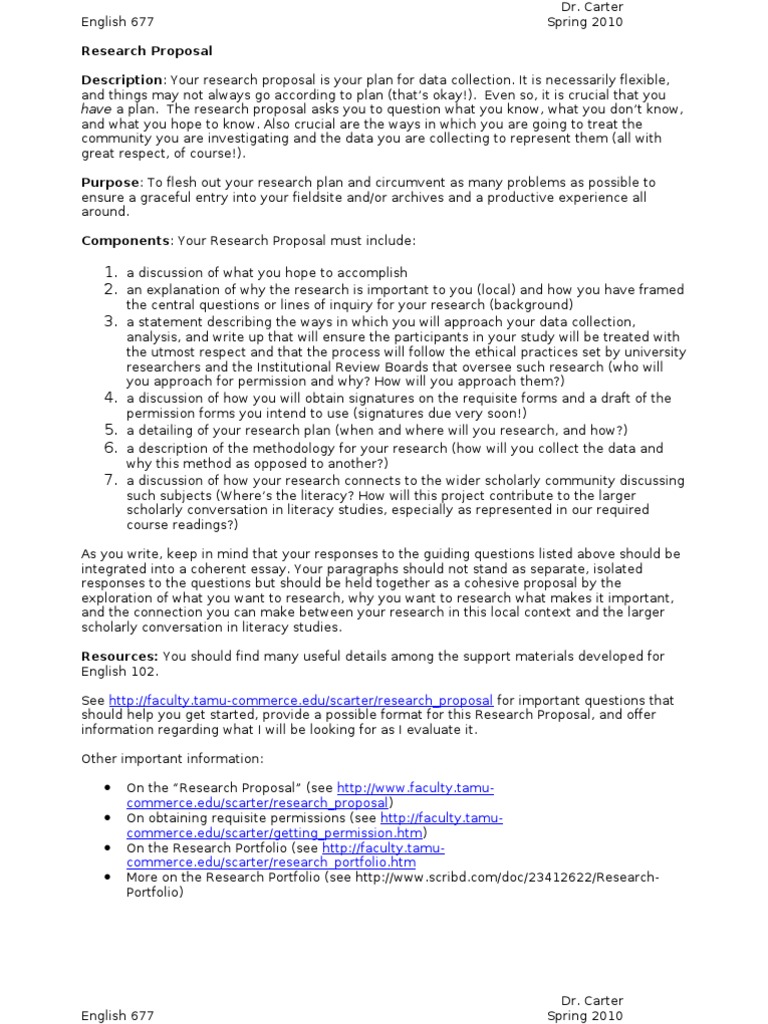 Research Proposal Guidelines for English 677 | PDF | Data ...