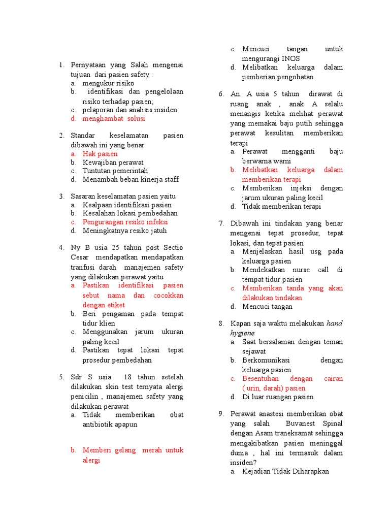 Soal Pasien Safety