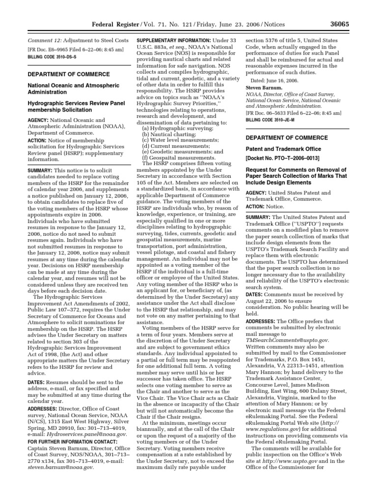 Federal Register / Vol. 71, No. 121 / Friday, June 23, 2006 / Notices ...