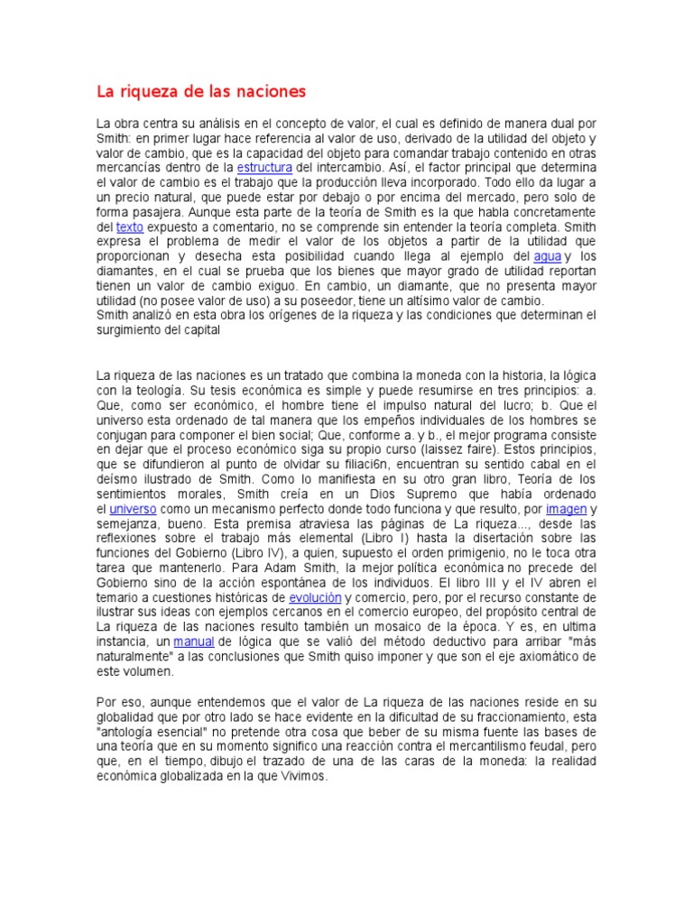 La Riqueza de Las Naciones | PDF | La riqueza de las naciones | Valor ...