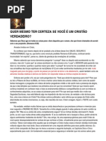 QUER MESMO TER CERTEZA SE VOCÊ É UM CRISTÃO VERDADEIRO?