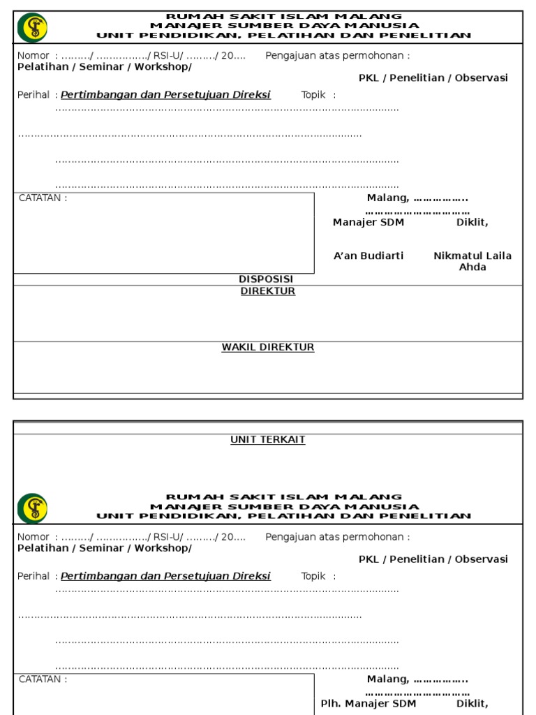 Lembar Disposisi Surat Masuk