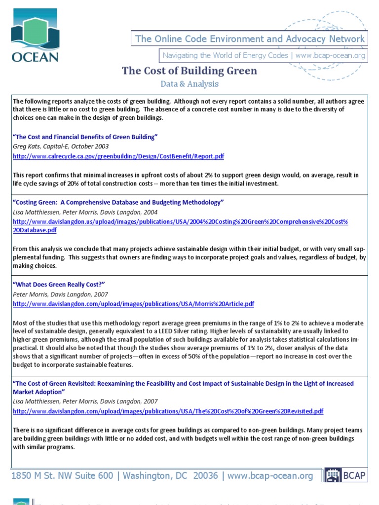 Cost Analysis of Green Building | PDF