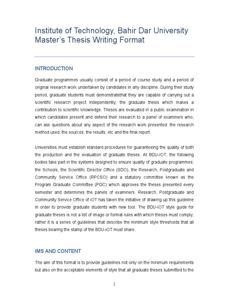 Master's Thesis Writing Guidelines | PDF | Postgraduate Education | Thesis