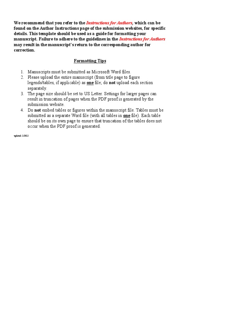 Manuscript Submission Formatting Guide | PDF | Abstract (Summary ...