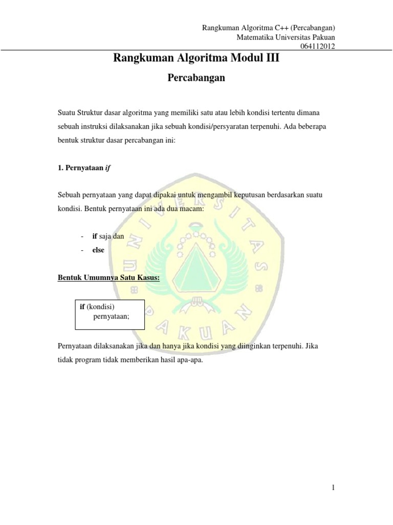 15+ Contoh Soal Algoritma Percabangan Lebih Dari 2 Kondisi