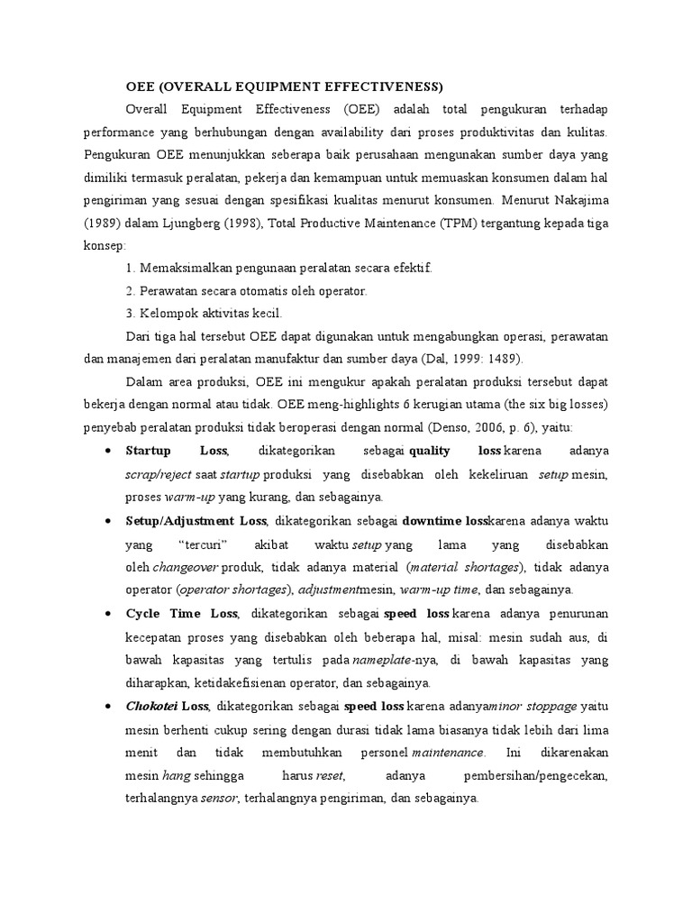 Memahami OEE dan Implementasi 5S | PDF