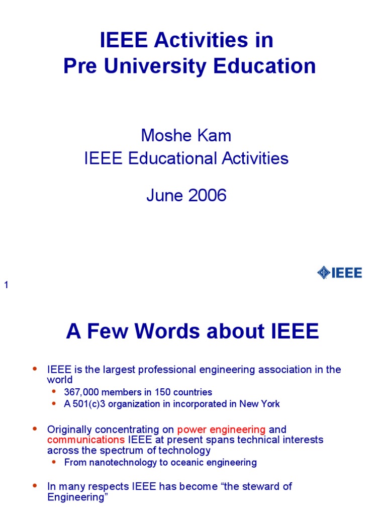 IEEE Activities in Pre University Education | PDF | Institute Of ...