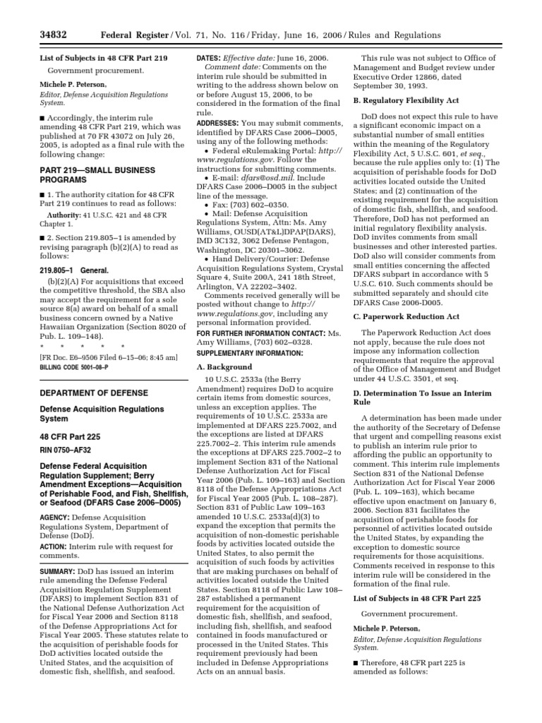 Rule Acquisition regulations Perishable food, and fish, shellfish, or