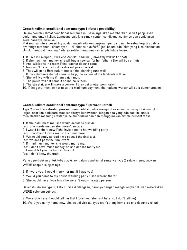 Fact conditional sentence type 1 image