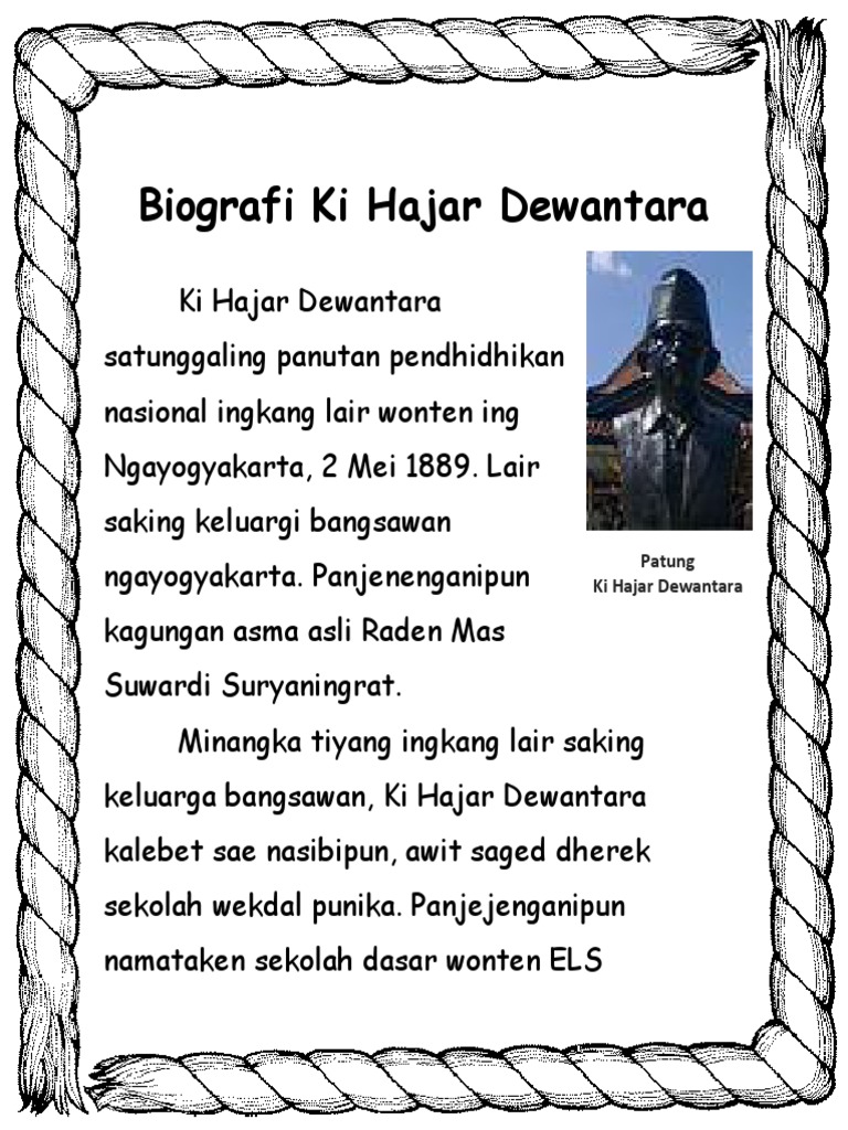 Biografi Ki Hajar Dewantara Bahasa Jawa