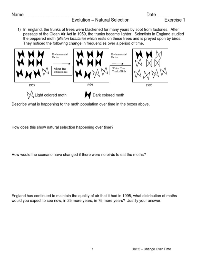 Natural Selection Worksheet 1