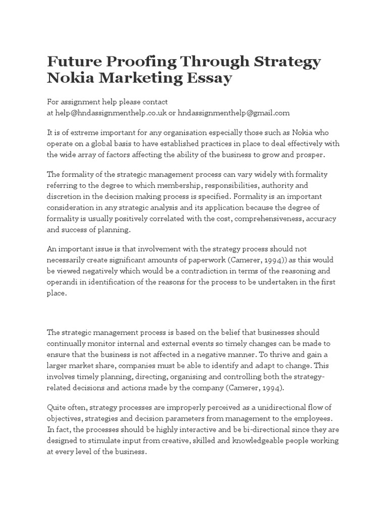 Marketing analysis essay
