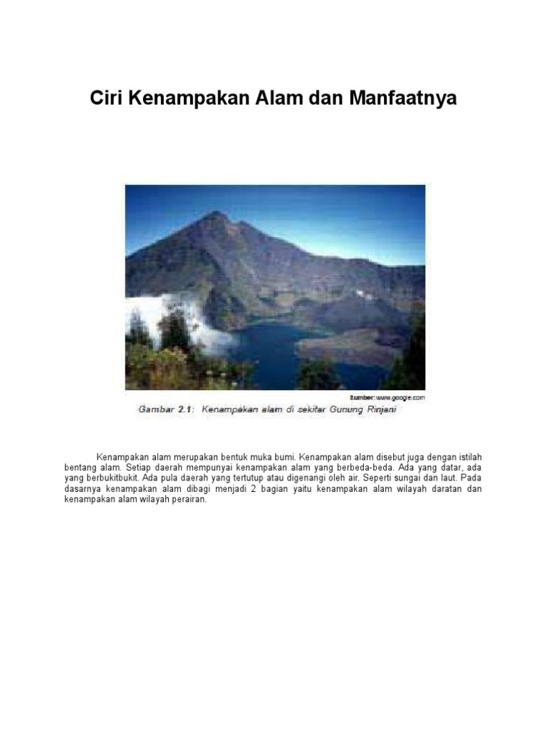 Ciri Kenampakan Alam Dan Manfaatnya