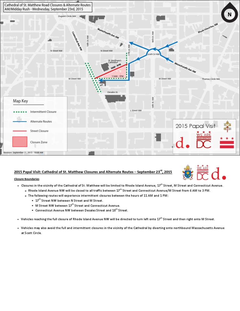 2015 Papal Visit ST Matthews Closures and Alt Routes | PDF