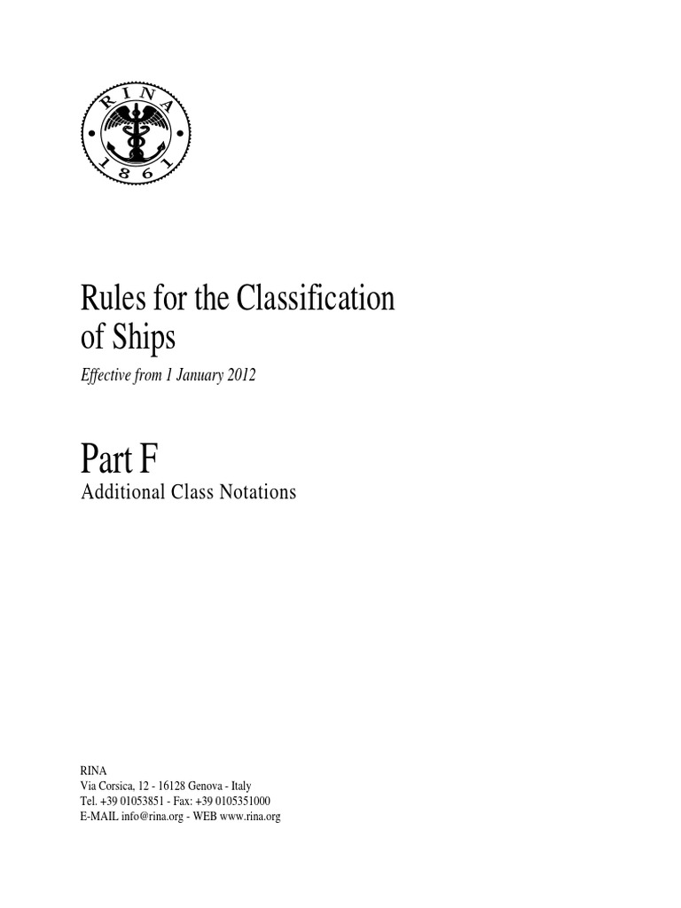 Rina Rules - Part F Additional Class Notation Chapters 8 To 13 | PDF ...