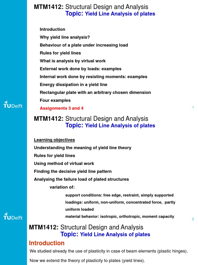 Yield Line Analysis of Steel Plates | PDF | Yield (Engineering) | Bending