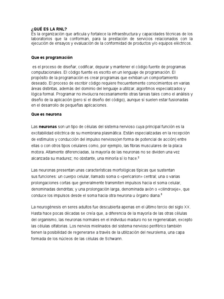 Definición y Función del RNL en Empresas | PDF | Neurona | Lingüística