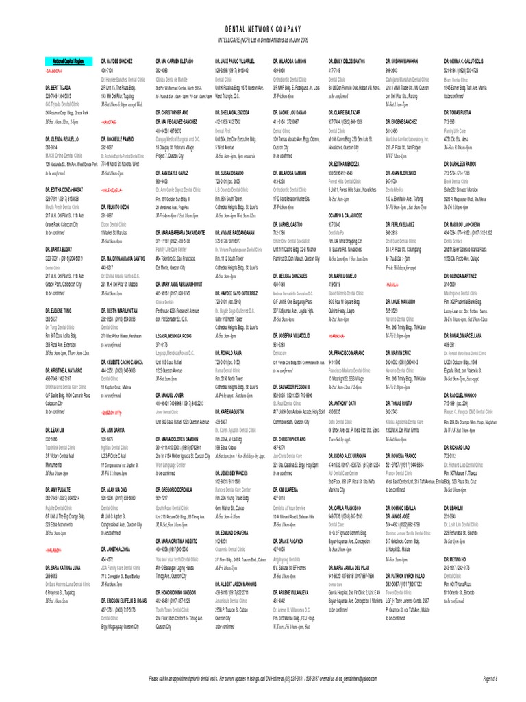 Intellicare+List+of+Dentists++JUNE+09 Makati Health Care